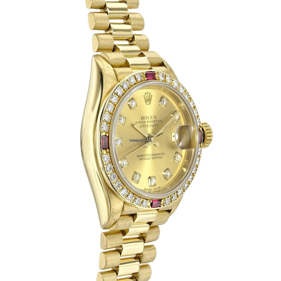 Rolex Datejust 69068 Champagne Diamond Ruby Watches