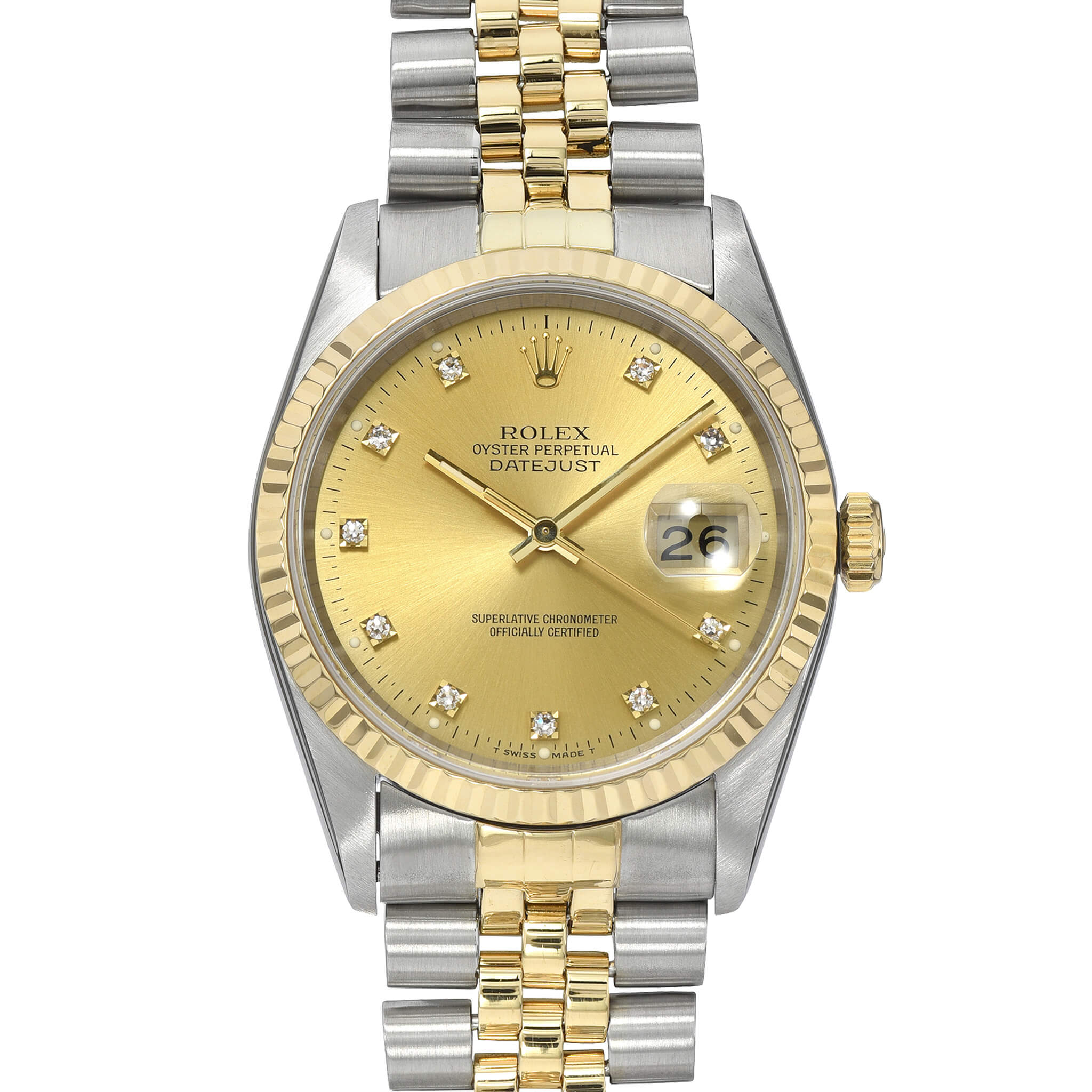 Rolex Datejust 16233 Champagne Diamond - 100% Authentic & In-Stock ...