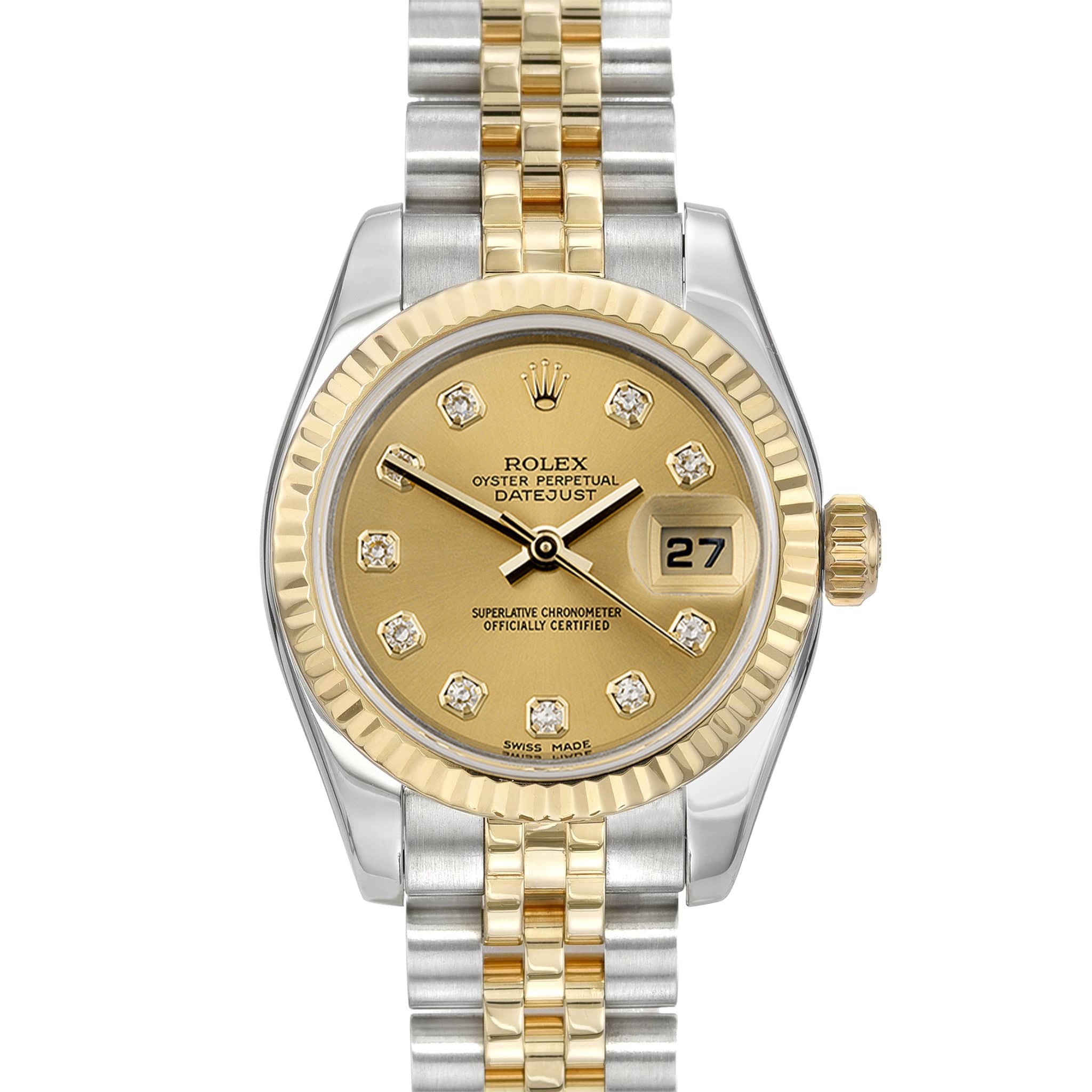 Rolex Datejust 179173 Champagne Diamond 26mm Two Tone Ladies Watch ...