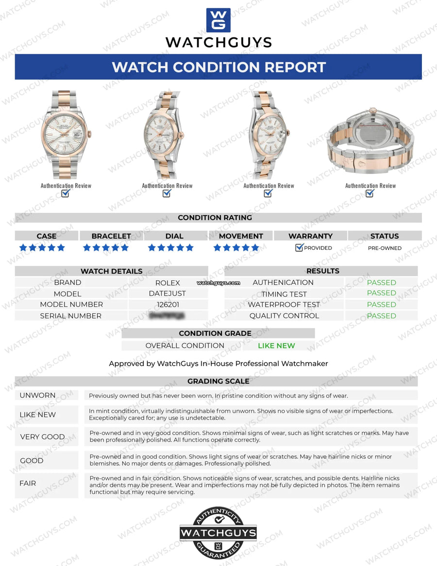 Rolex Datejust 126201 Silver Motif Watches