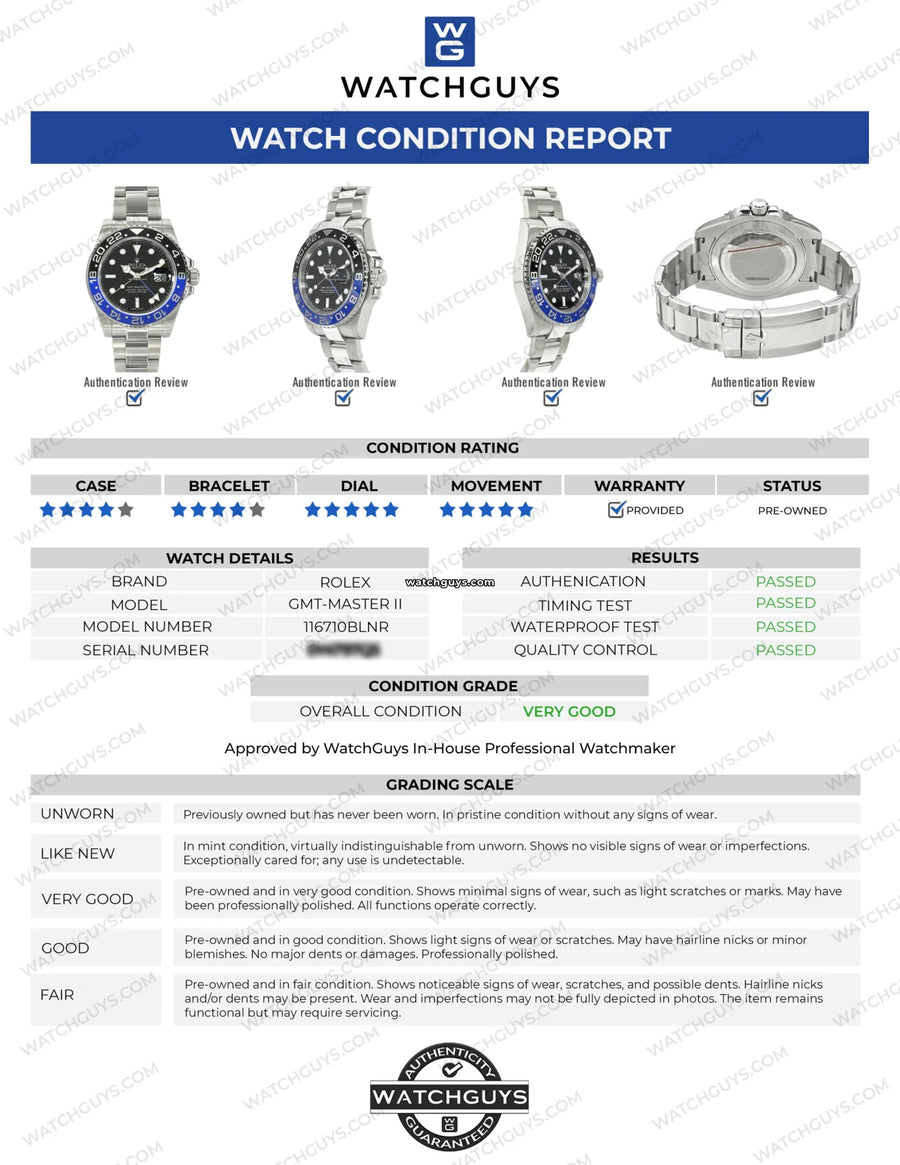 Rolex Gmt-Master Ii 116710Blnr Batman Watches