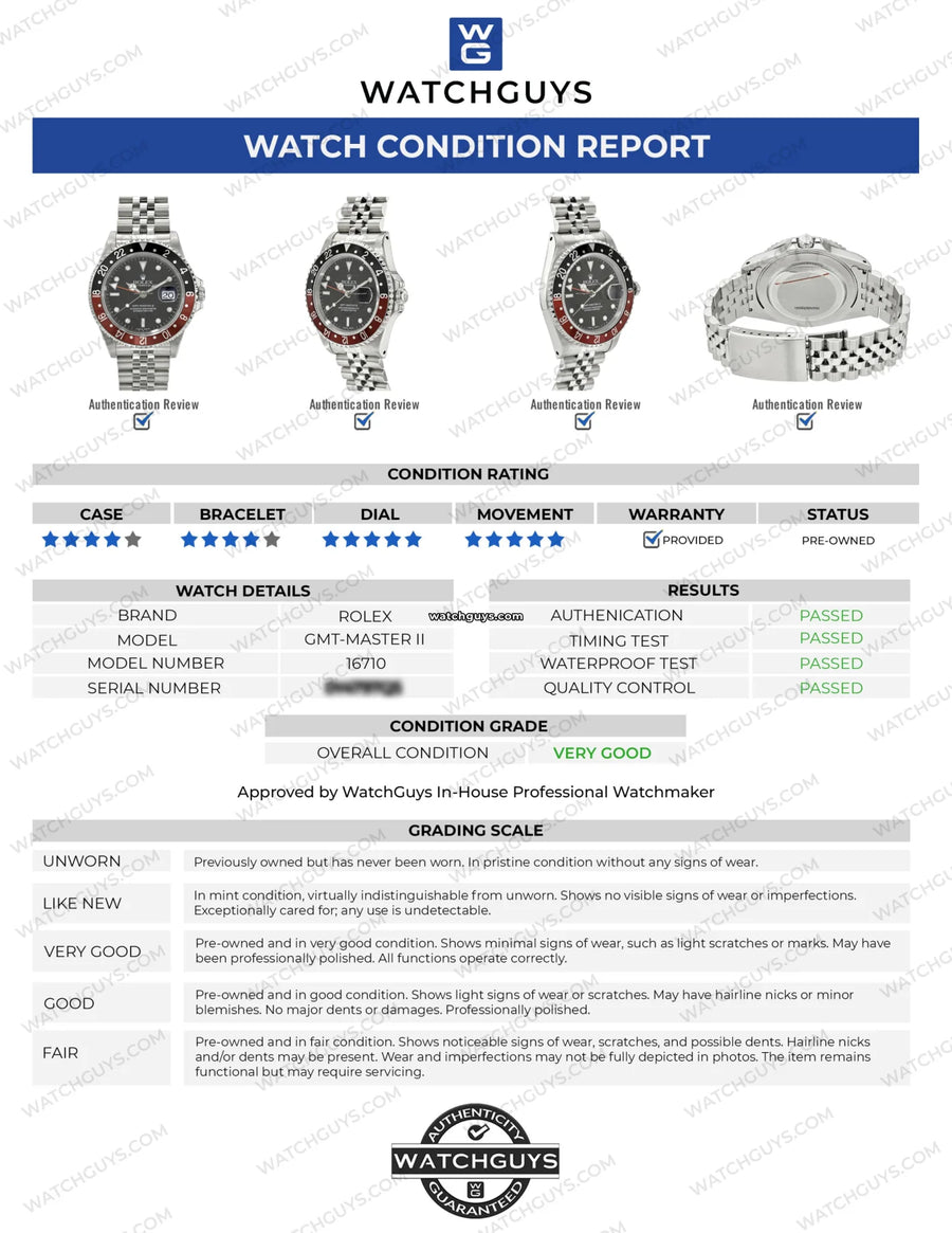 Rolex Gmt-Master Ii 16710 Coke Jubilee Watches