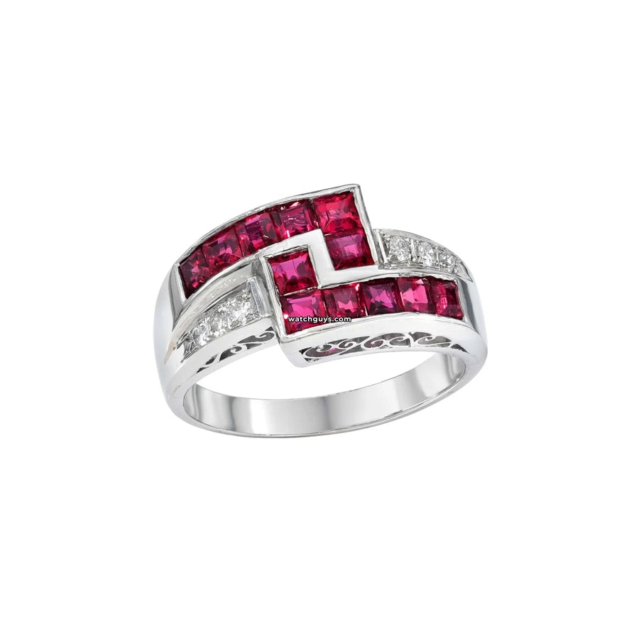 Art Deco Platinum Diamond & Ruby Ring