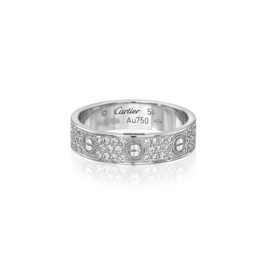 Cartier Love Ring Pave Diamonds 18K White Gold