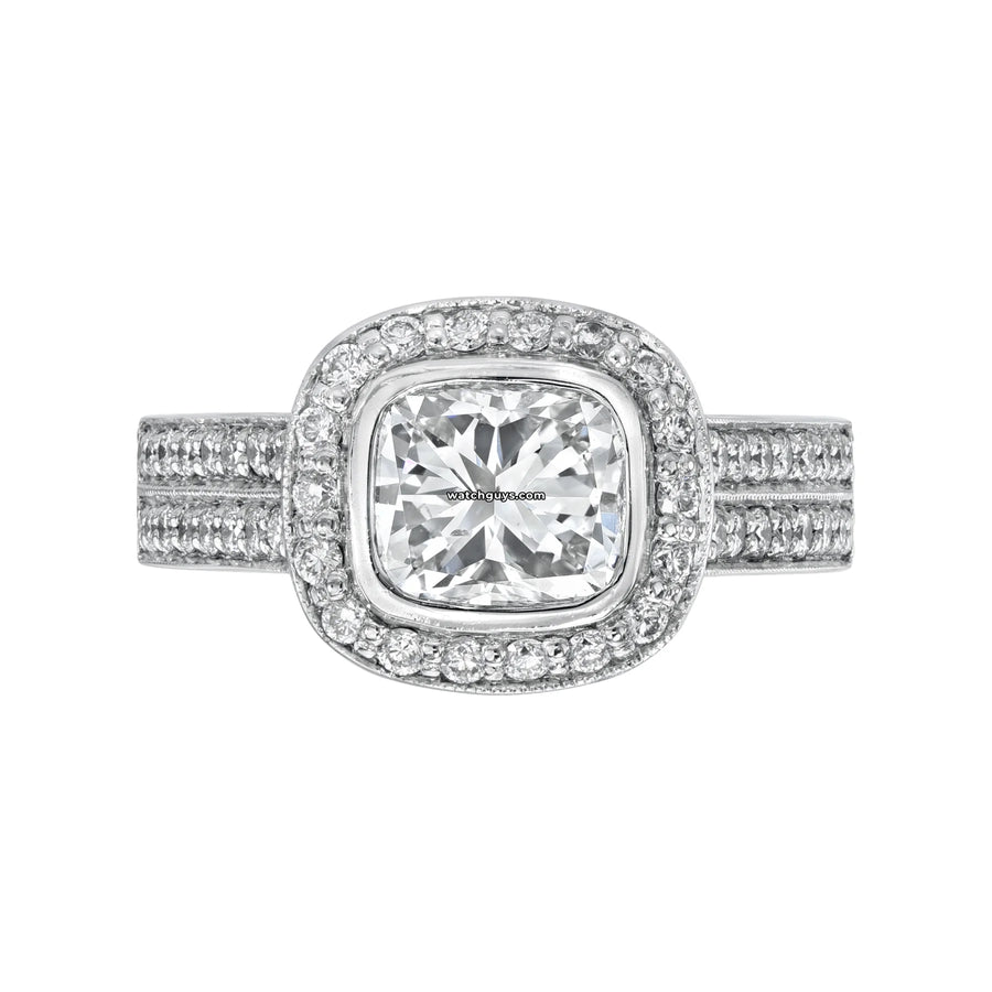 Cushion Halo Diamond Engagement Ring 2.50 Carat 14K White Gold