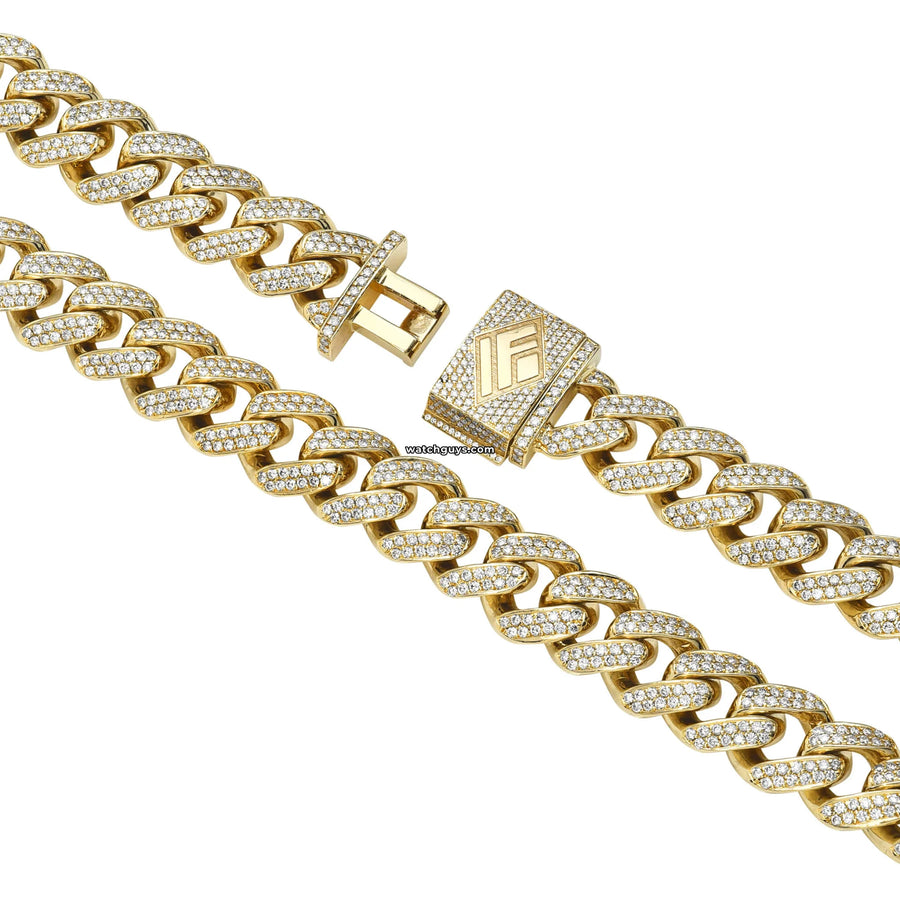 Diamond Cuban Link Chain 21 Carat Total Weight 14K Yellow Gold