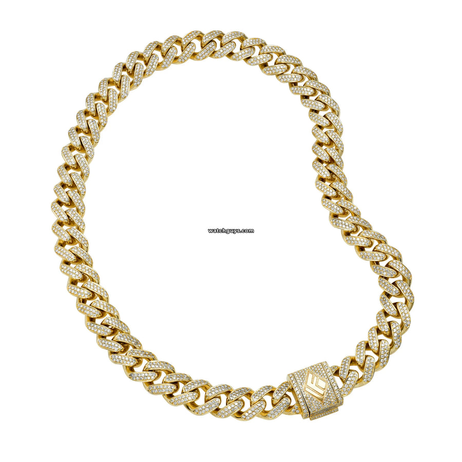 Diamond Cuban Link Chain 21 Carat Total Weight 14K Yellow Gold