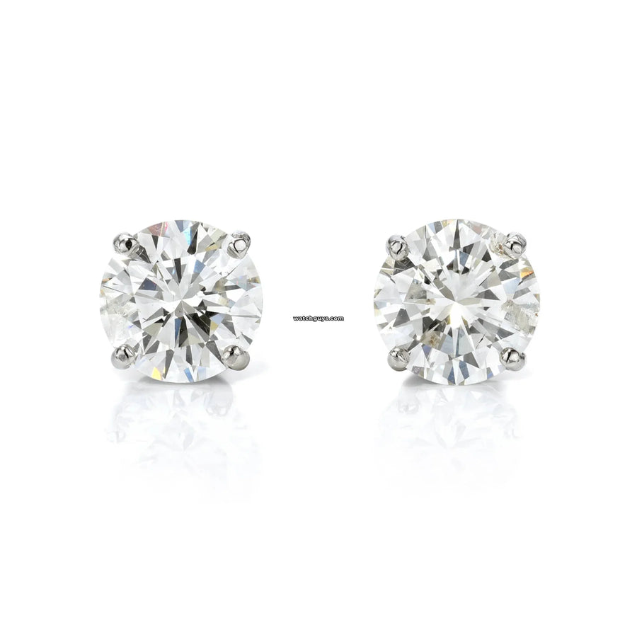 Diamond Stud Earrings 3.08 Carat Tw 14K White Gold Gia Certified