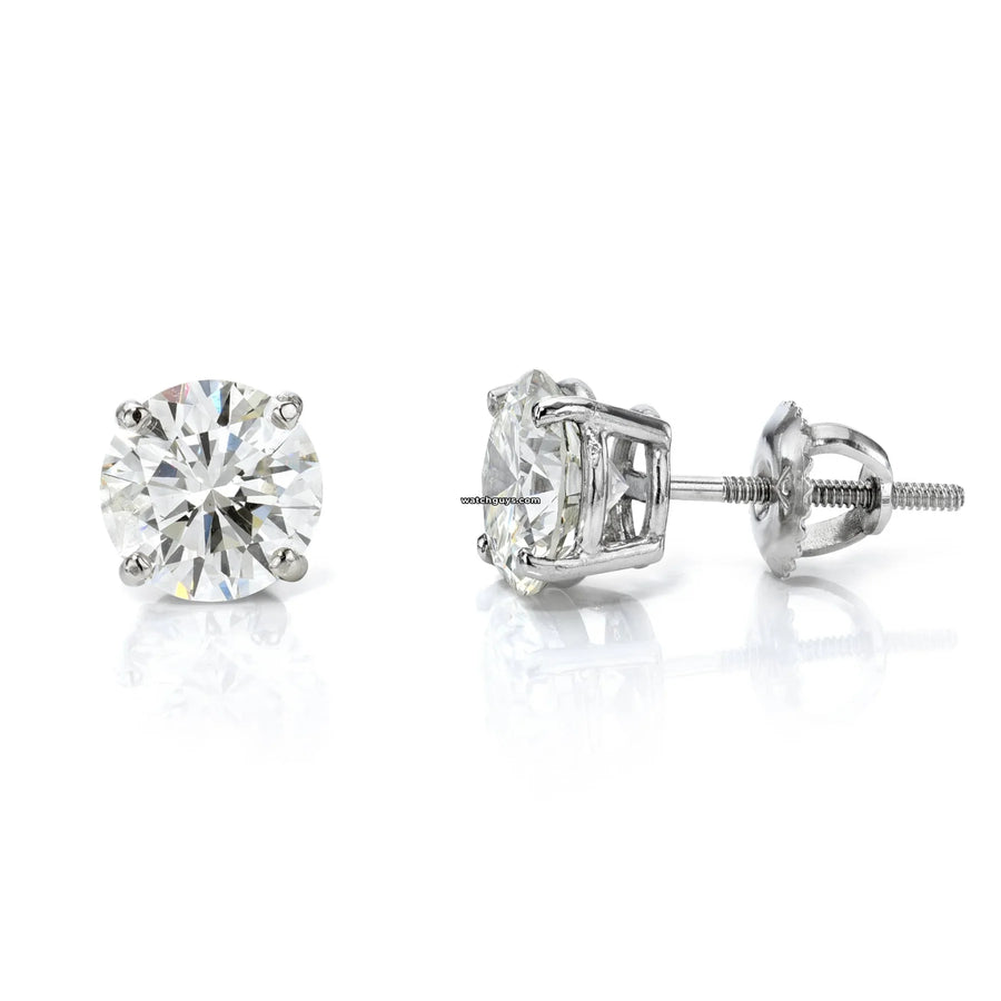 Diamond Stud Earrings 3.08 Carat Tw 14K White Gold Gia Certified