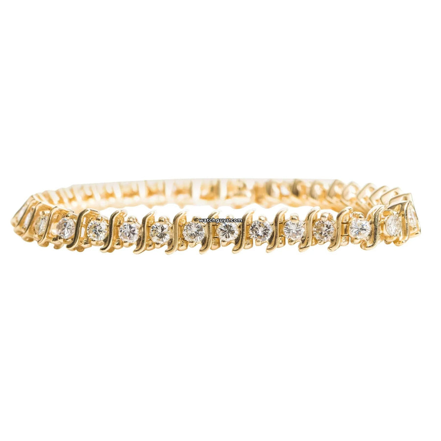 Diamond Tennis Bracelet S Link 14K Yellow Gold