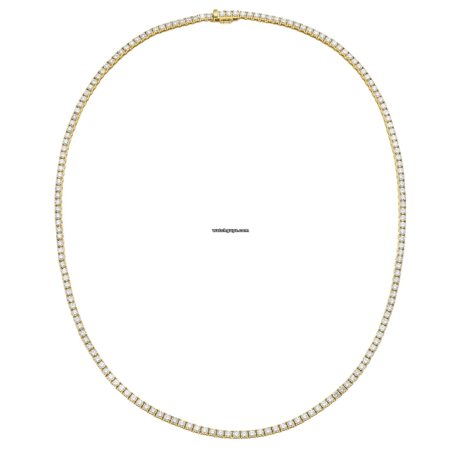 Diamond Tennis Necklace 9.81 Carat Tw 18K Yellow Gold