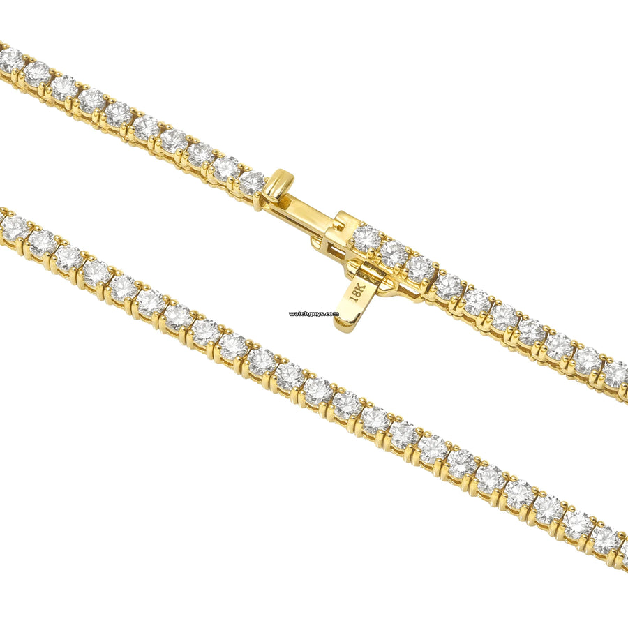 Diamond Tennis Necklace 9.81 Carat Tw 18K Yellow Gold