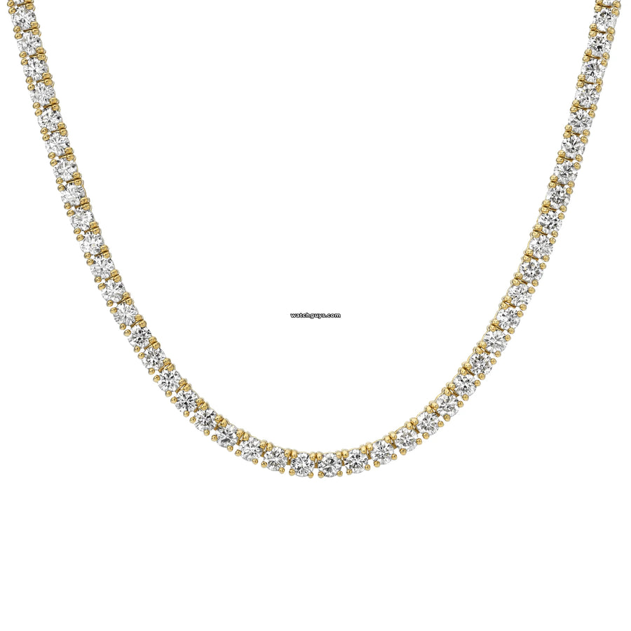 Diamond Tennis Necklace 9.81 Carat Tw 18K Yellow Gold