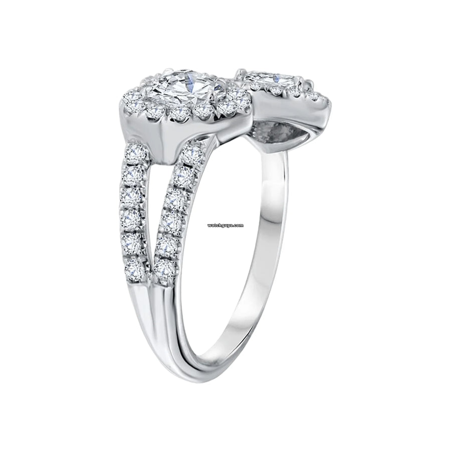 Double Heart Diamond Ring 18K White Gold