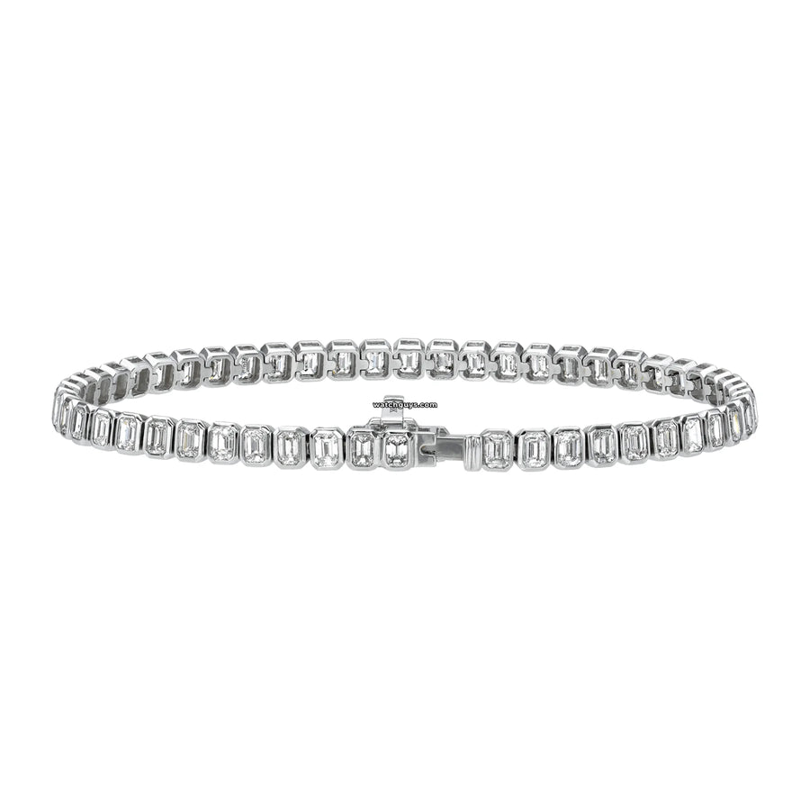 Emerald Diamond Tennis Bracelet 7.90 Carat Tw 18K White Gold