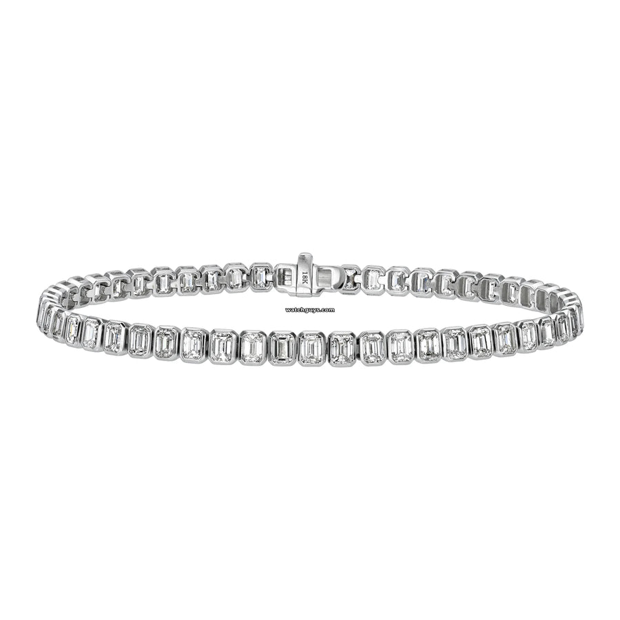 Emerald Diamond Tennis Bracelet 7.90 Carat Tw 18K White Gold