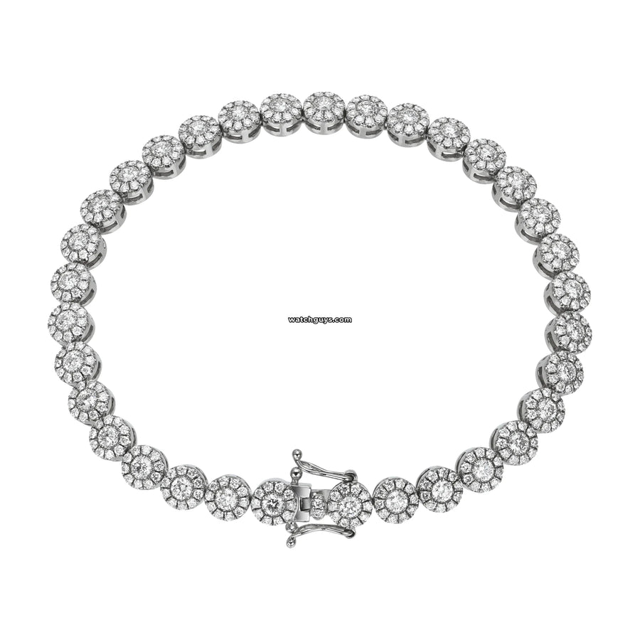 Halo Diamond Tennis Bracelet 5.00 Carat Tw 18K White Gold