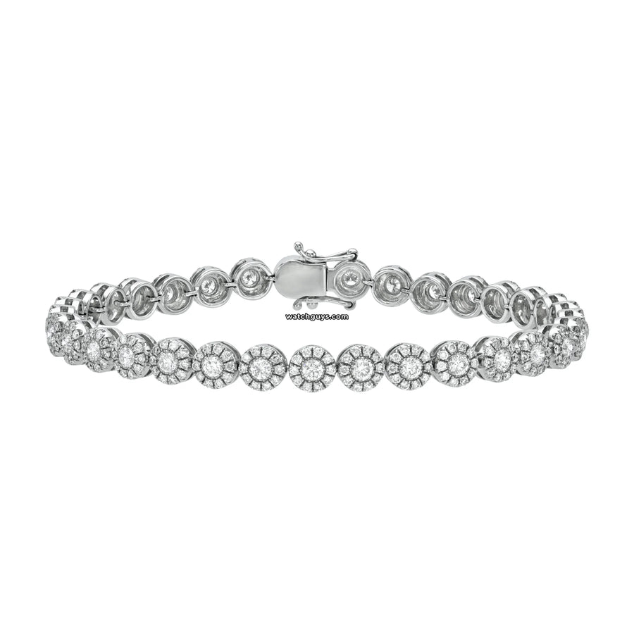 Halo Diamond Tennis Bracelet 5.00 Carat Tw 18K White Gold