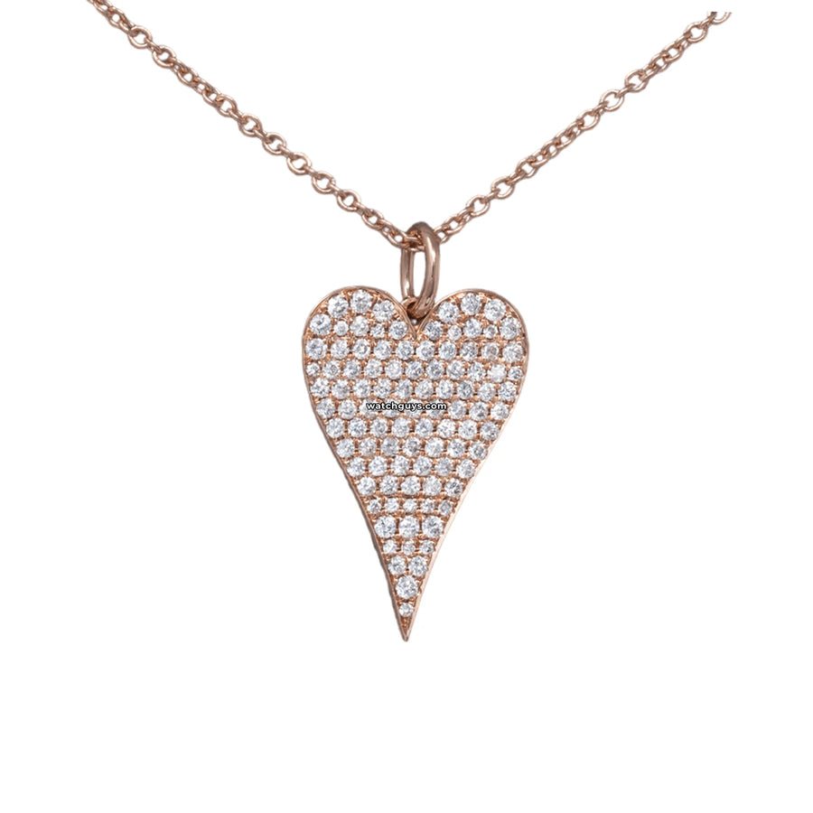 Heart Diamond Pendant Necklace 18K Rose Gold