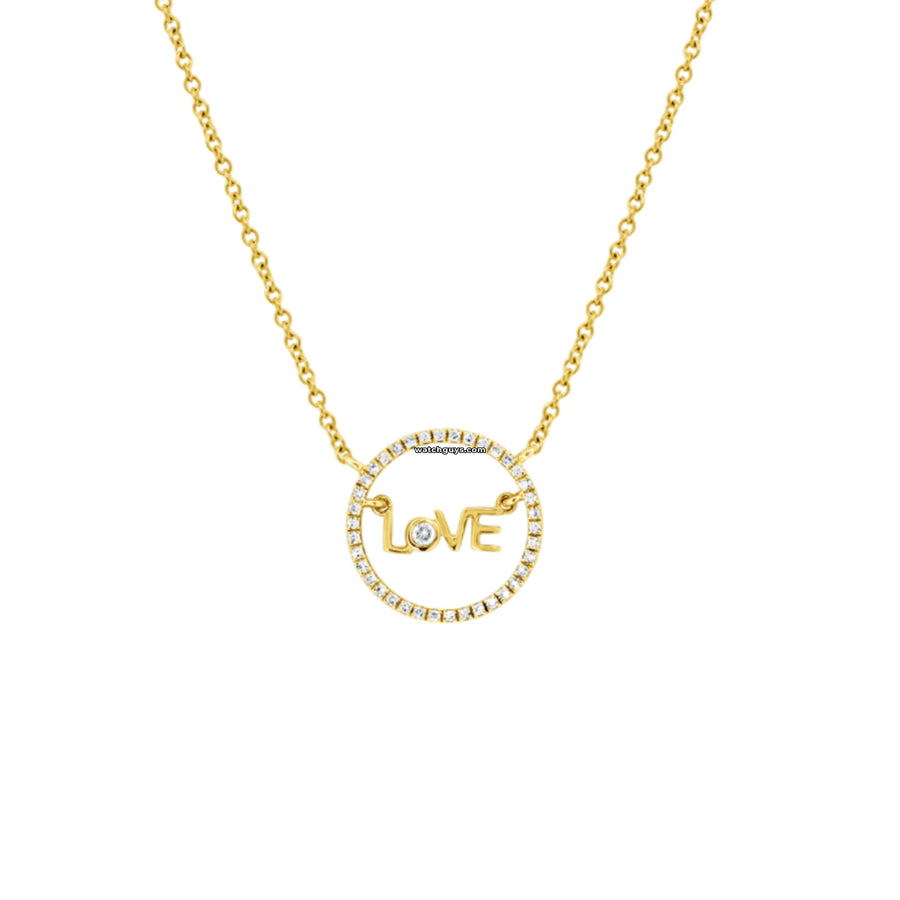 Love Circle Diamond Pendant Necklace 14K Yellow Gold