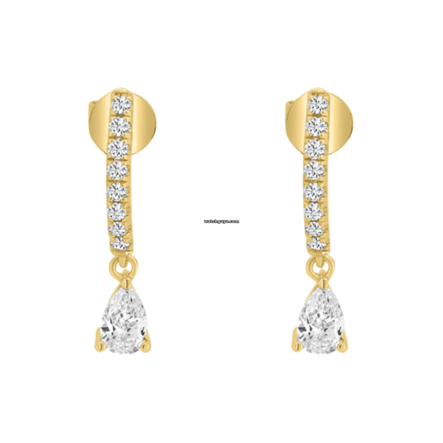 Pear Diamond Dangle Earrings 18K Yellow Gold