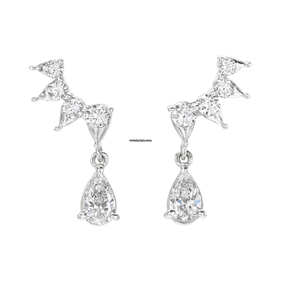 Pear Diamond Drop Earrings 18K White Gold