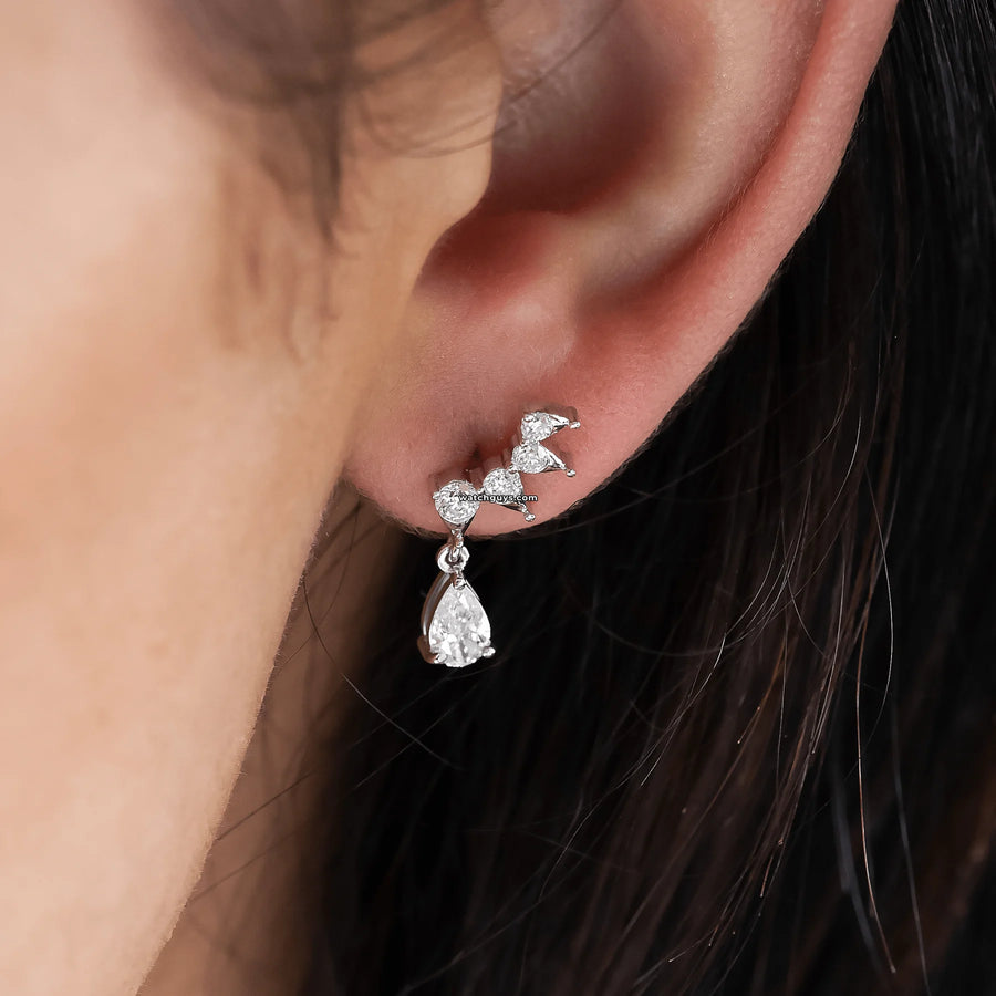 Pear Diamond Drop Earrings 18K White Gold