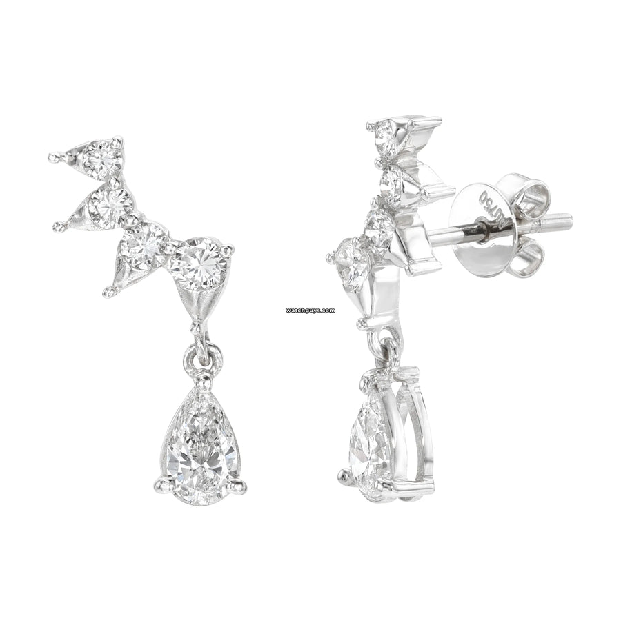 Pear Diamond Drop Earrings 18K White Gold