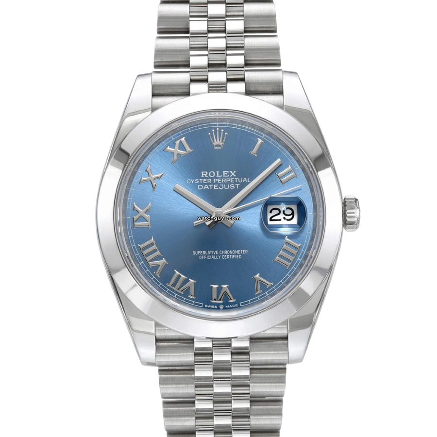 Rolex Datejust 126300 Azzurro Blue Roman Jubilee Watches