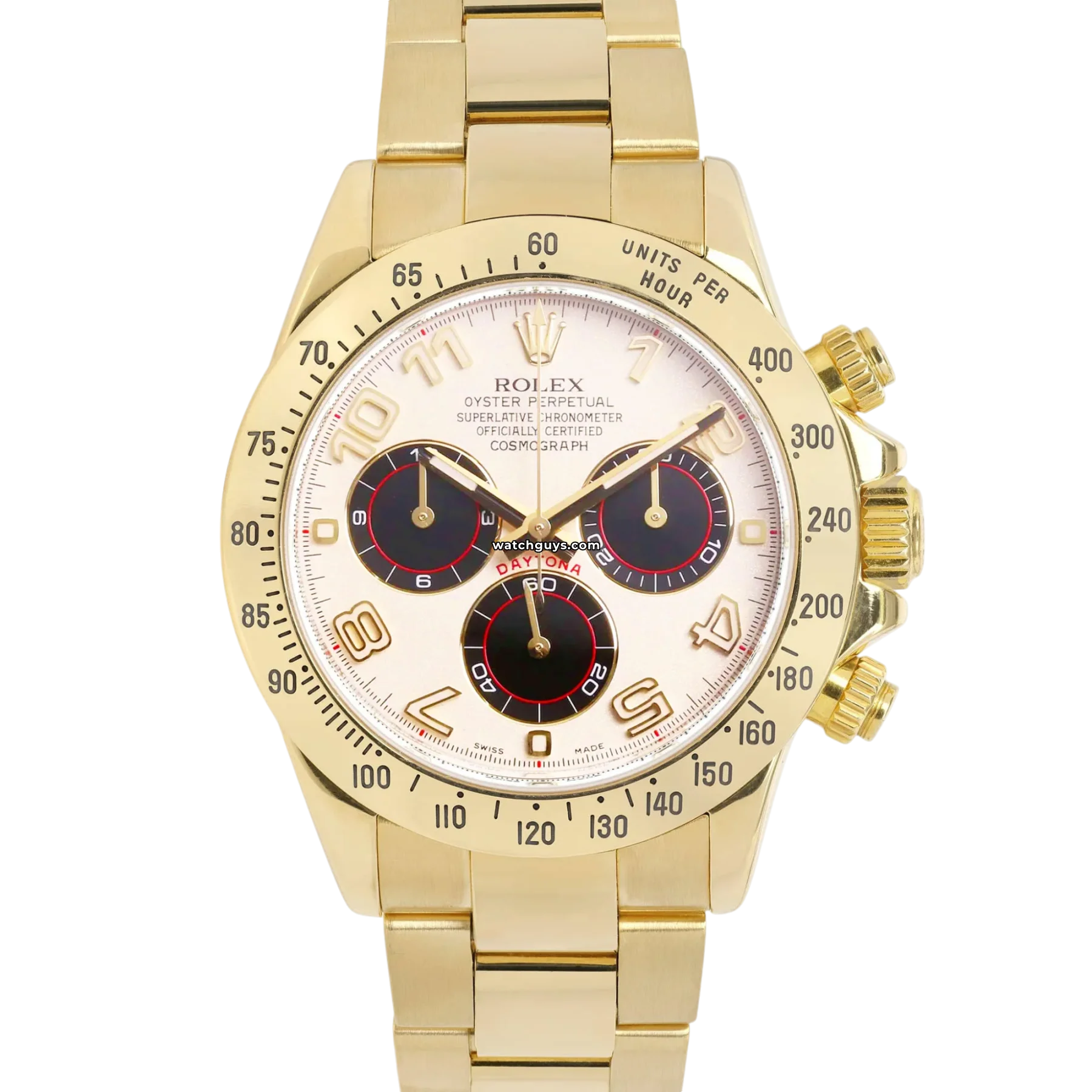 Rolex Daytona 116528 White Racing Dial 40mm 18K Yellow Gold – WatchGuys