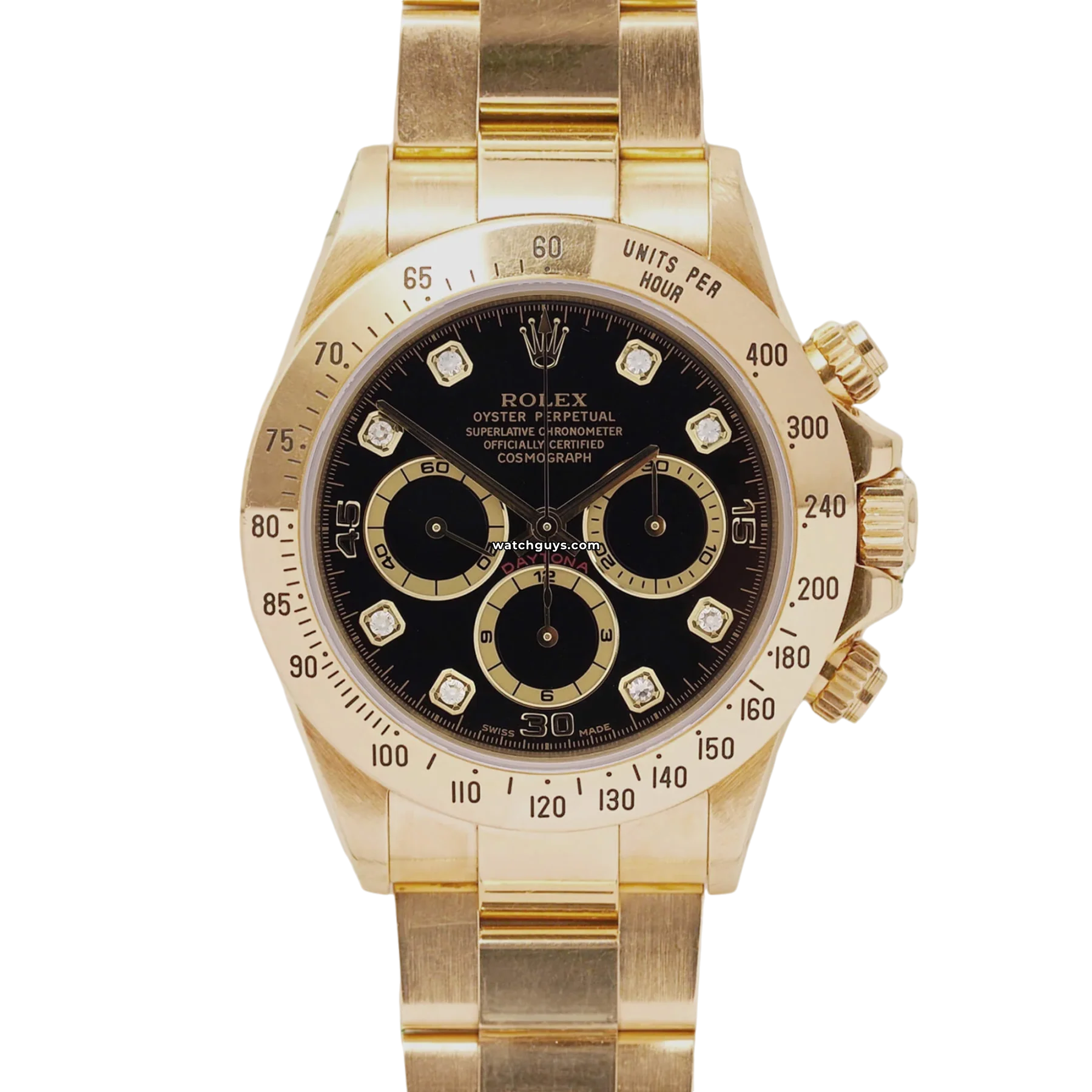 Rolex Daytona 16528 Black 40mm 18K Yellow Gold – WatchGuys