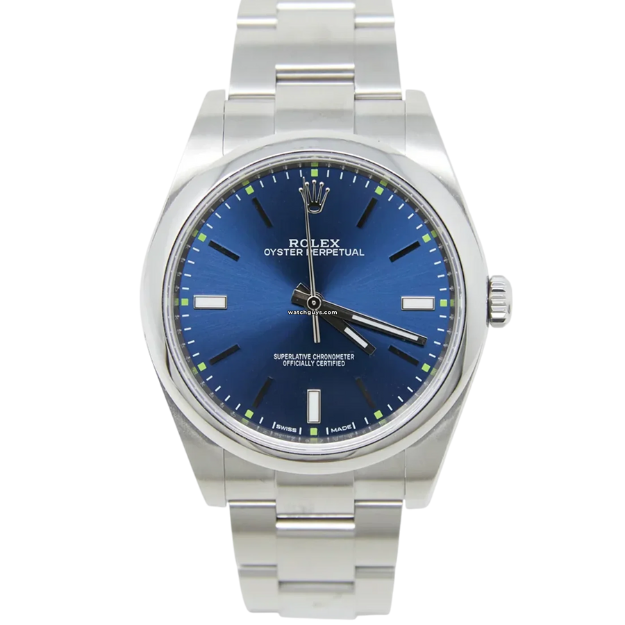 Rolex Oyster Perpetual 114300 Blue Dial 39mm Steel Watch WatchGuys