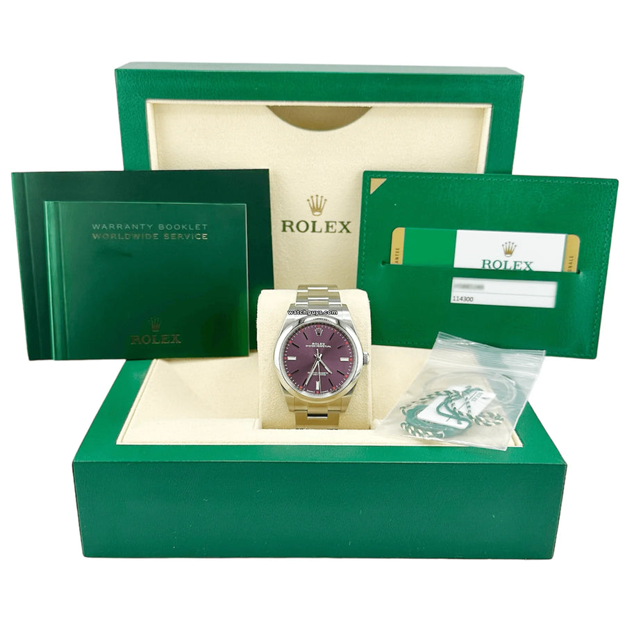 Rolex Oyster Perpetual 114300 Red Grape Watches