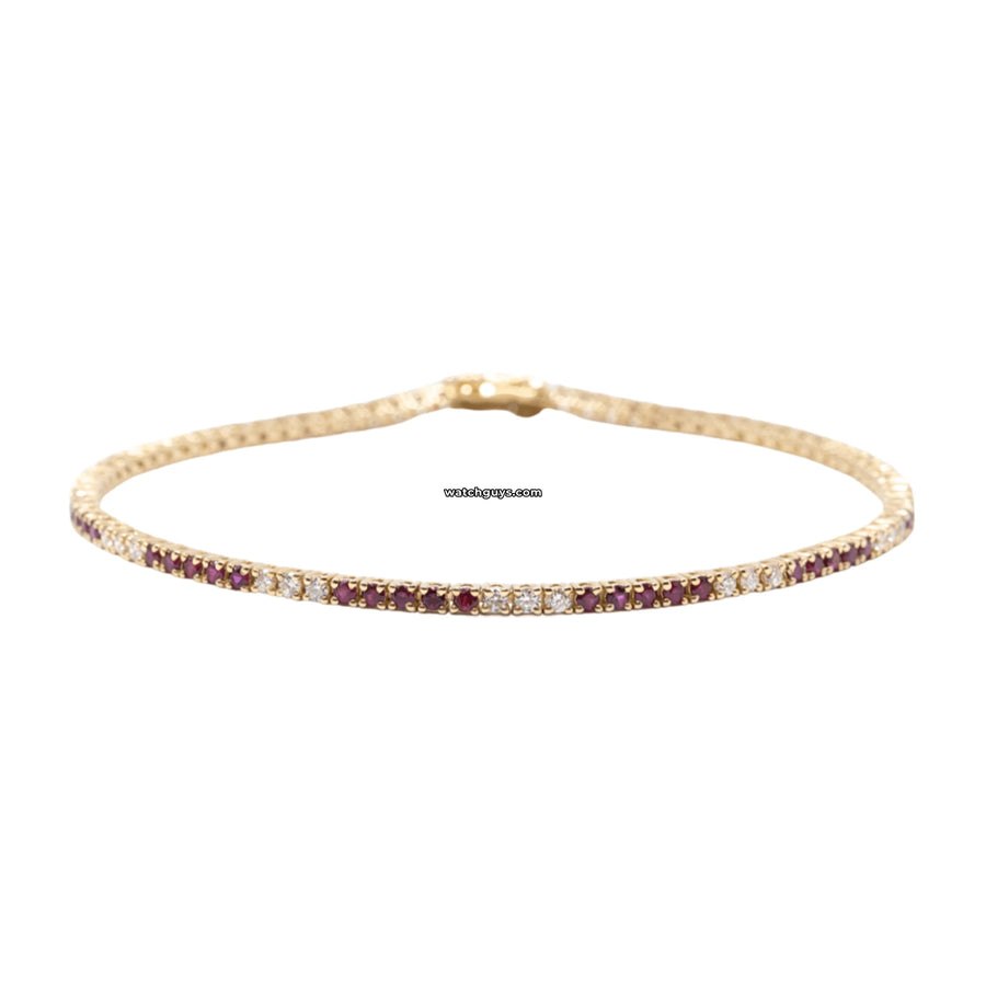 Ruby And Diamond Tennis Bracelet 1.65 Carat Tw 14K Yellow Gold