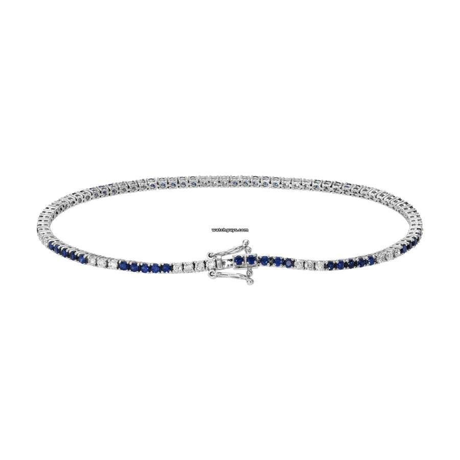 Sapphire And Diamond Tennis Bracelet 2.25 Carat Tw 14K White Gold