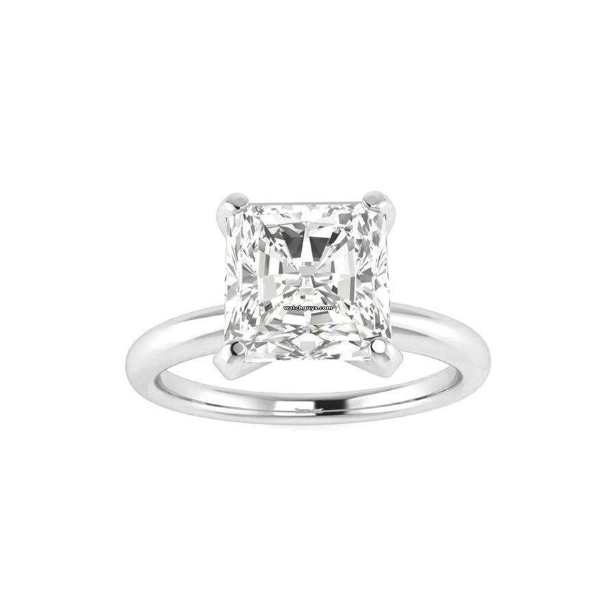 Solitaire Radiant Cut Diamond Engagement Ring 3.02 Carat 14K White Gold Gia Certified