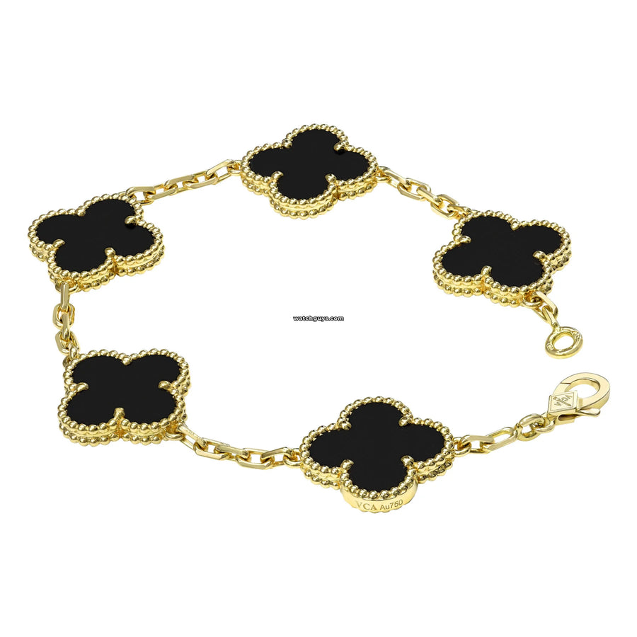 Van Cleef & Arpels Vintage Alhambra Bracelet 5 Motifs Onyx