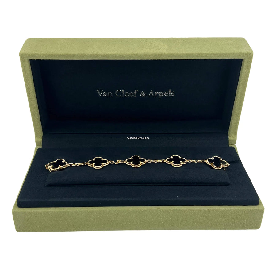 Van Cleef & Arpels Vintage Alhambra Bracelet 5 Motifs Onyx