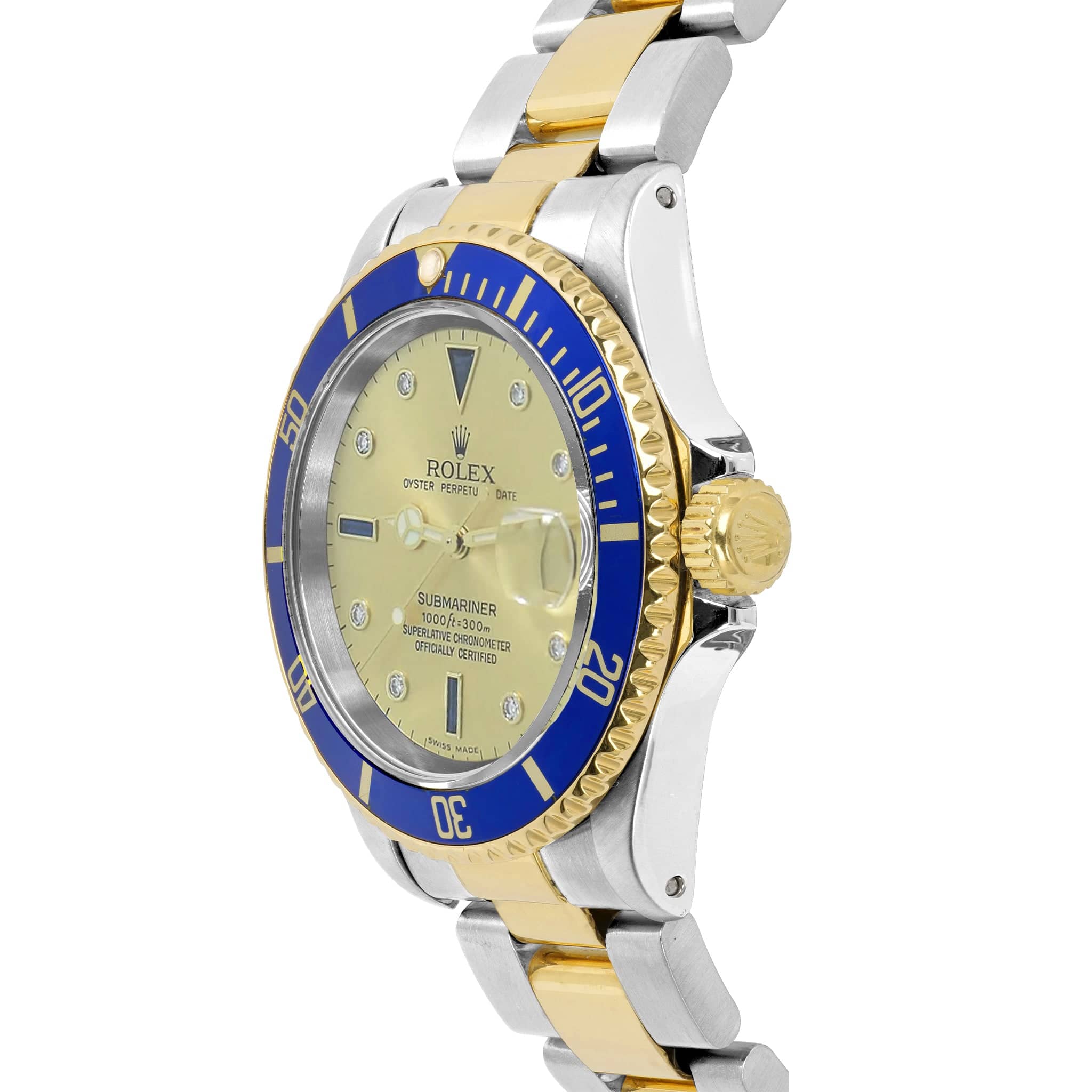 Rolex Submariner 16613 Champagne Serti 40mm Two Tone – WatchGuys